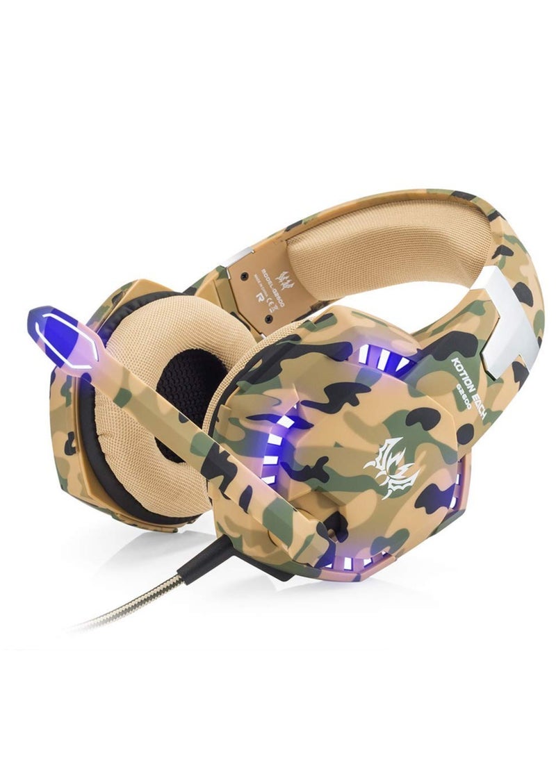 G2600 Gaming Headphone with Mic and LED Camo Yellow - Image 4