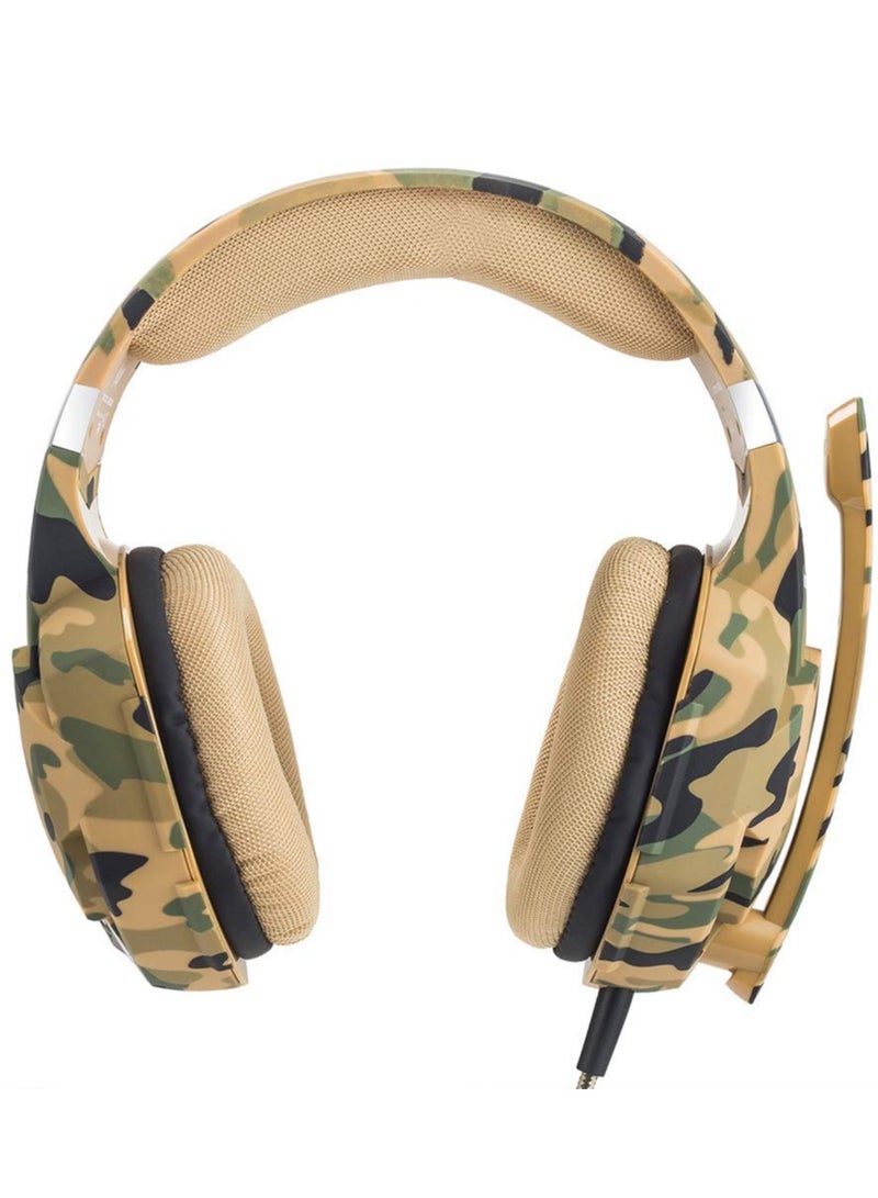 G2600 Gaming Headphone with Mic and LED Camo Yellow - Image 2