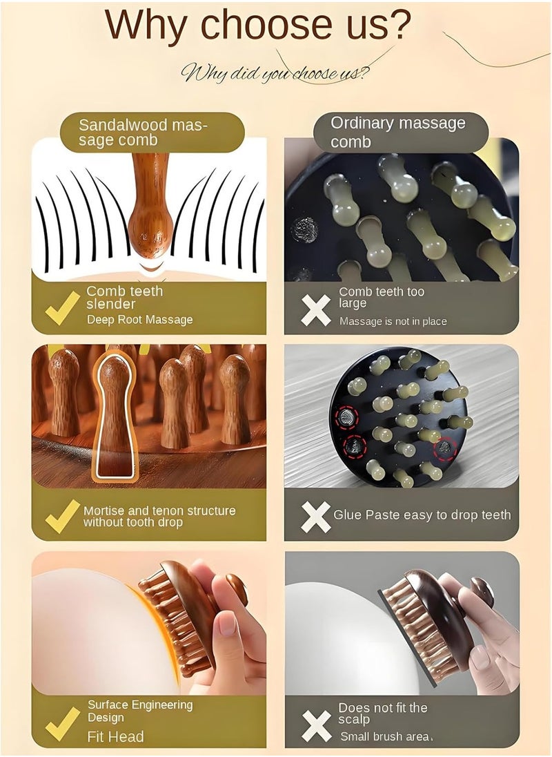 PYC Massage Hair Brush,Sand wood Hair Scalp Massager with 28 Pins, Wooden Scalp Massage Comb, Wooden with Handle, for Men and Women, Full Body Hair Brush  - Image 4