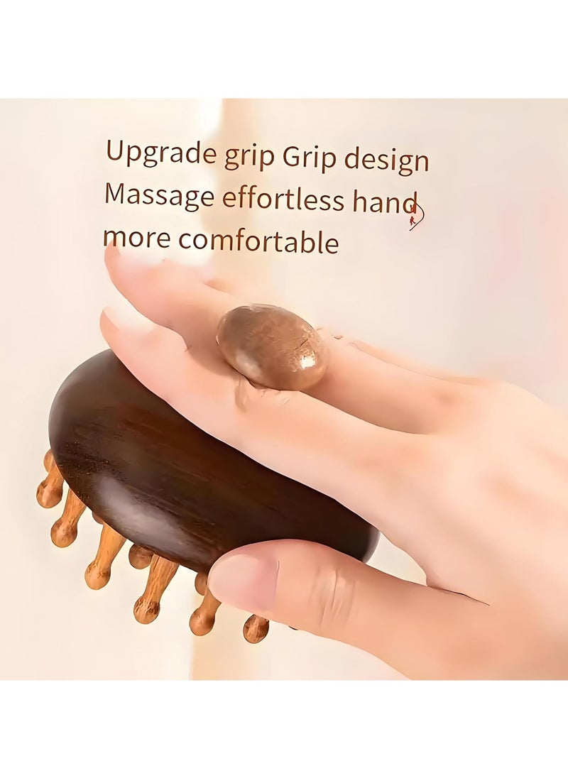 PYC Massage Hair Brush,Sand wood Hair Scalp Massager with 28 Pins, Wooden Scalp Massage Comb, Wooden with Handle, for Men and Women, Full Body Hair Brush  - Image 2