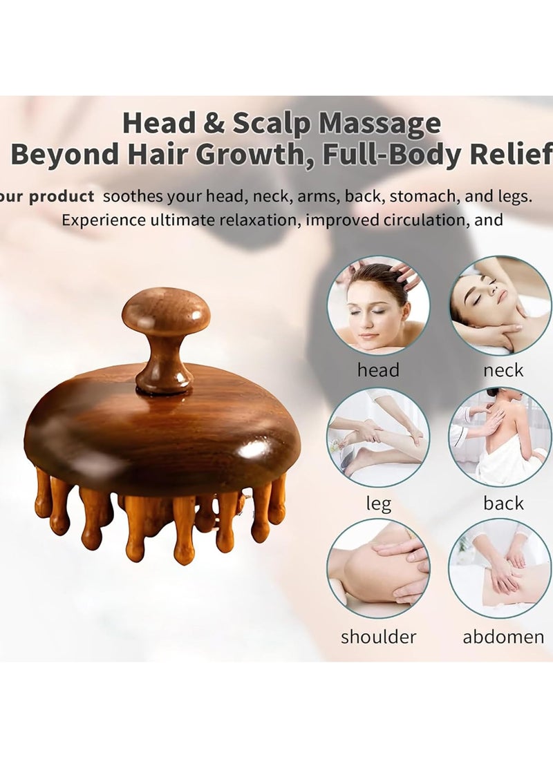 PYC Massage Hair Brush,Sand wood Hair Scalp Massager with 28 Pins, Wooden Scalp Massage Comb, Wooden with Handle, for Men and Women, Full Body Hair Brush  - Image 3