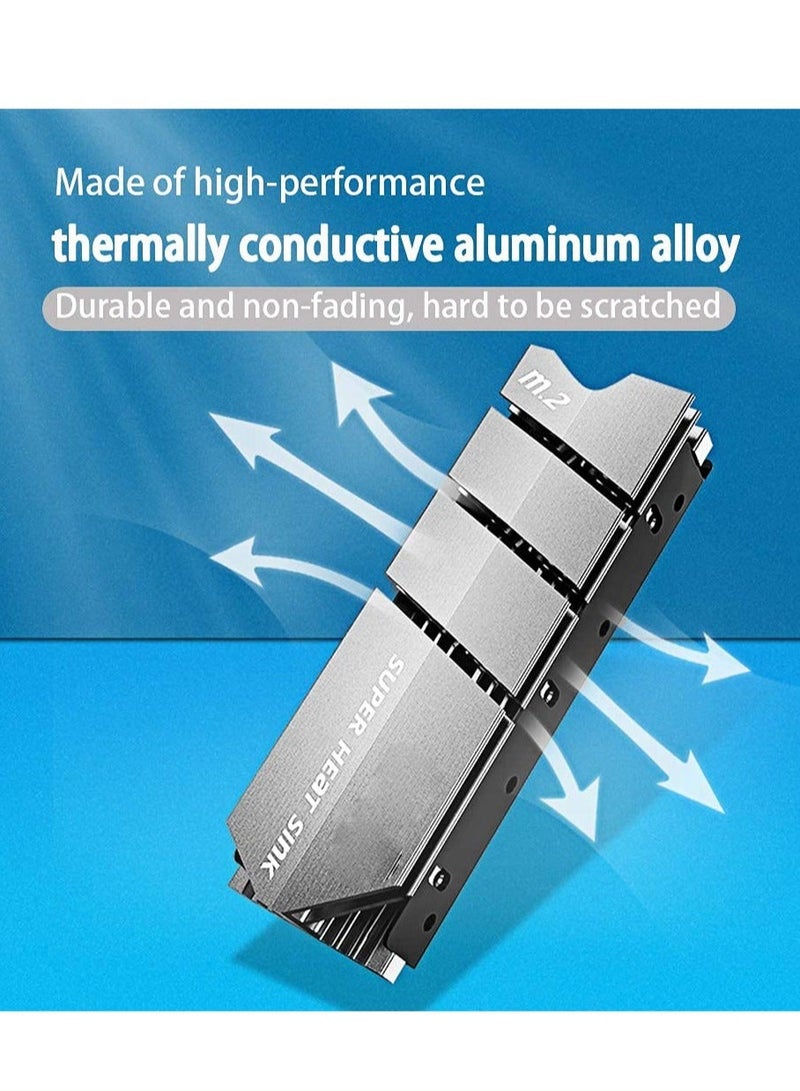 Captaintech M.2 2280 SSD NVMe NGFF Heatsink, Aluminum High Performance Double-Sided Radiator with Thermal Conductivity Pad for PCIE NVME M.2 SSD or SATA M.2 SSD PC Cooler, Gray - Image 3