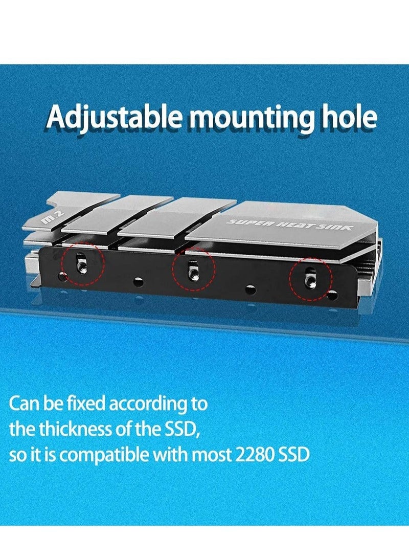 Captaintech M.2 2280 SSD NVMe NGFF Heatsink, Aluminum High Performance Double-Sided Radiator with Thermal Conductivity Pad for PCIE NVME M.2 SSD or SATA M.2 SSD PC Cooler, Gray - Image 2