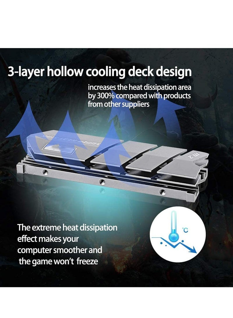 Captaintech M.2 2280 SSD NVMe NGFF Heatsink, Aluminum High Performance Double-Sided Radiator with Thermal Conductivity Pad for PCIE NVME M.2 SSD or SATA M.2 SSD PC Cooler, Gray - Image 4
