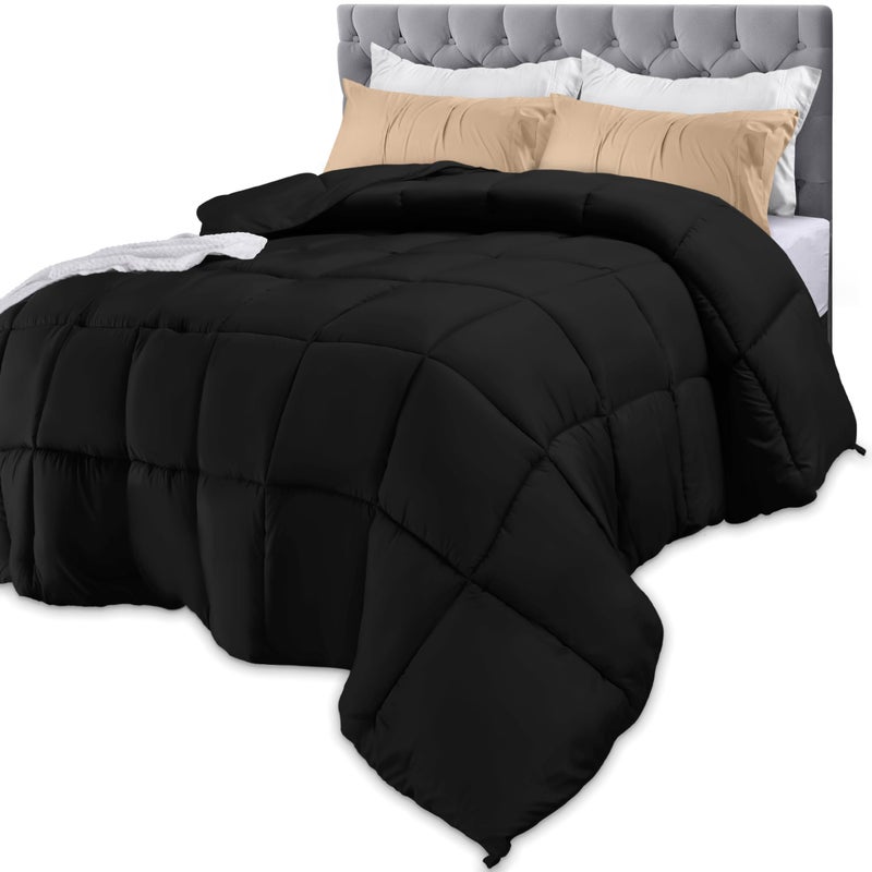 Utopia Bedding Comforters Queen Size, All Season Duvet Insert, Down Alternative Box Stitched Bed Comforter with Corner Tabs, Machine Washable (Black) - Image 1