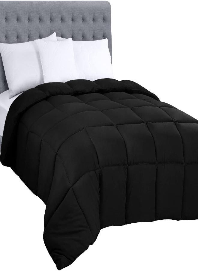 Utopia Bedding Utopia Bedding All Season 250 GSM Comforter - Plush Siliconized Fiberfill Comforters Queen Size - Box Stitched (Full/Queen, Black)  - Image 1