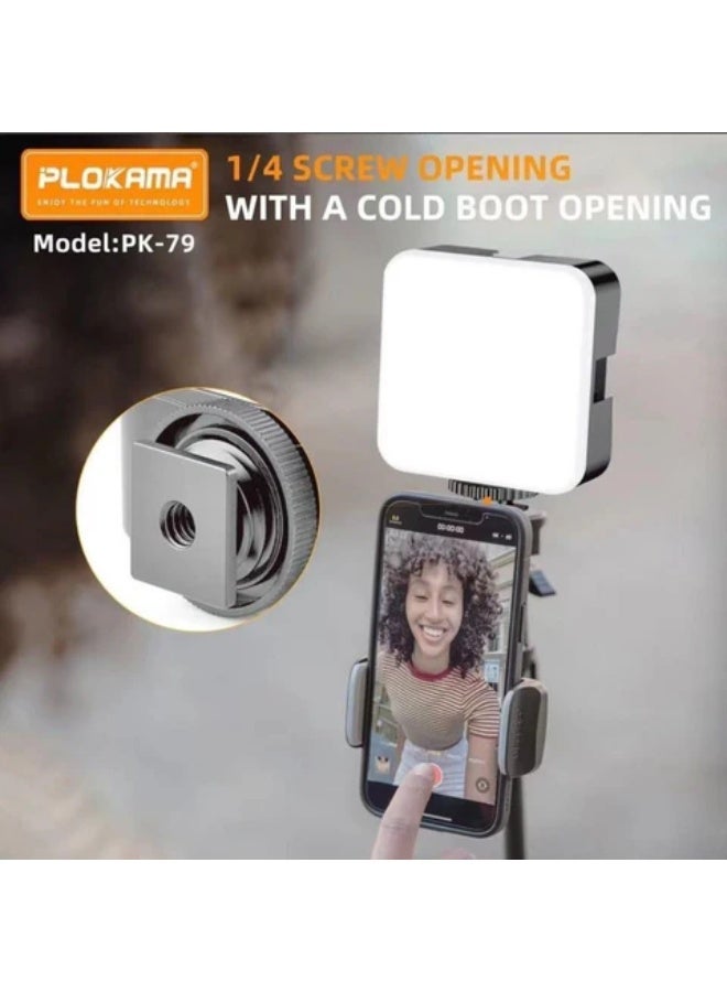 التخطيط مصباح فيديو LED من نوع Plokama PK-79 مزود بمشبك تثبيت، حل إضاءة محمول يُثبت بمشبك للهواتف الذكية، والتصوير الفوتوغرافي، وتصوير الفيديو، والبث المباشر، وإنشاء المحتوى. - Image 3