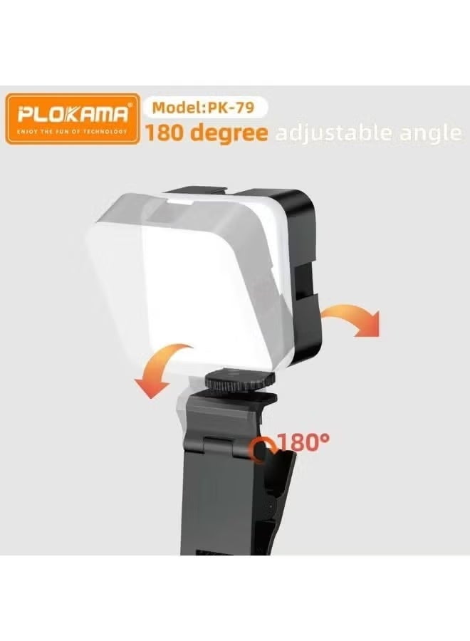 التخطيط مصباح فيديو LED من نوع Plokama PK-79 مزود بمشبك تثبيت، حل إضاءة محمول يُثبت بمشبك للهواتف الذكية، والتصوير الفوتوغرافي، وتصوير الفيديو، والبث المباشر، وإنشاء المحتوى. - Image 4