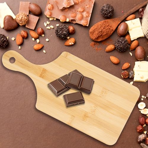 WAYASDCU 25 PCS Bulk Cutting Boards Mini Charcuterie Boards Bulk Wood Chopping Board Laser Engraving Serving Board with Handle Charcuterie Boards for Pizza, Bread, Cheese, Charcuterie, Fruit 11" x 5" Bamboo - Image 3
