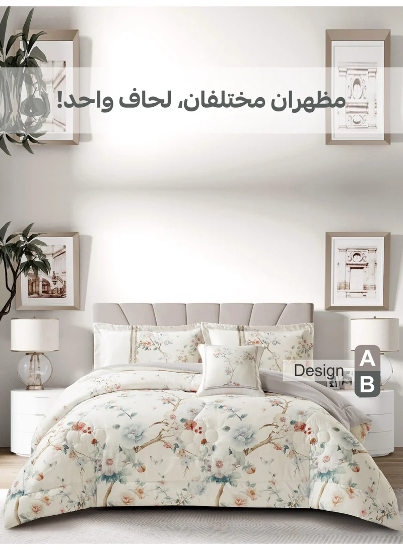 دوناتيلا طقم مفرش سرير 4 قطع مقاس مزدوج 250×230 سم يناسب سرير 200×200 سم , تطريز مشجر  انيق بطباعة رقمية مميزة , ماكيروفايبر فائق النعومة