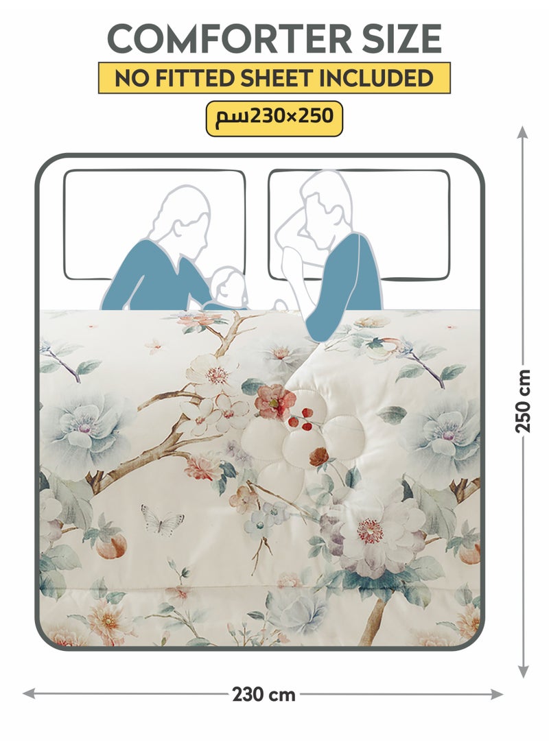 Donetella Bedding Comforter Set, King Size 250x230cm - 4-Pcs Digital Print Quilted Bed Set, Microfiber Fabric - 1 Comforter, 2 Pillow Shams,1 Cushion Cover.  - Image 3