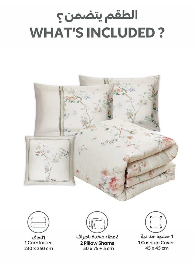 Donetella Bedding Comforter Set, King Size 250x230cm - 4-Pcs Digital Print Quilted Bed Set, Microfiber Fabric - 1 Comforter, 2 Pillow Shams,1 Cushion Cover.  - Image 4