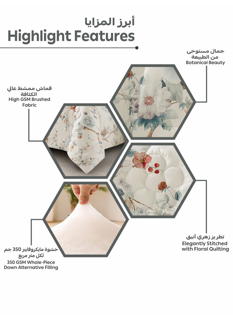 Donetella Bedding Comforter Set, King Size 250x230cm - 4-Pcs Digital Print Quilted Bed Set, Microfiber Fabric - 1 Comforter, 2 Pillow Shams,1 Cushion Cover.  - Image 5