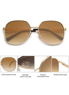 Trendy Oversized Sunglasses For Women Men Uv400 Protection Hexagon Shades With Spring Hinges Sj1210, Gold/Gradient Brown - pzsku/Z367D31F877407389DCBFZ/45/_/1735817462/1256c551-0afe-42b1-a8a8-8d738b68222a