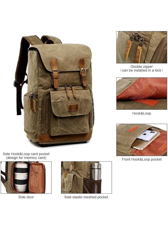 eWINNER Canvas Waterproof Photography Bag Outdoor Wear-resistant Large Camera Photo Backpack Men - Image 2