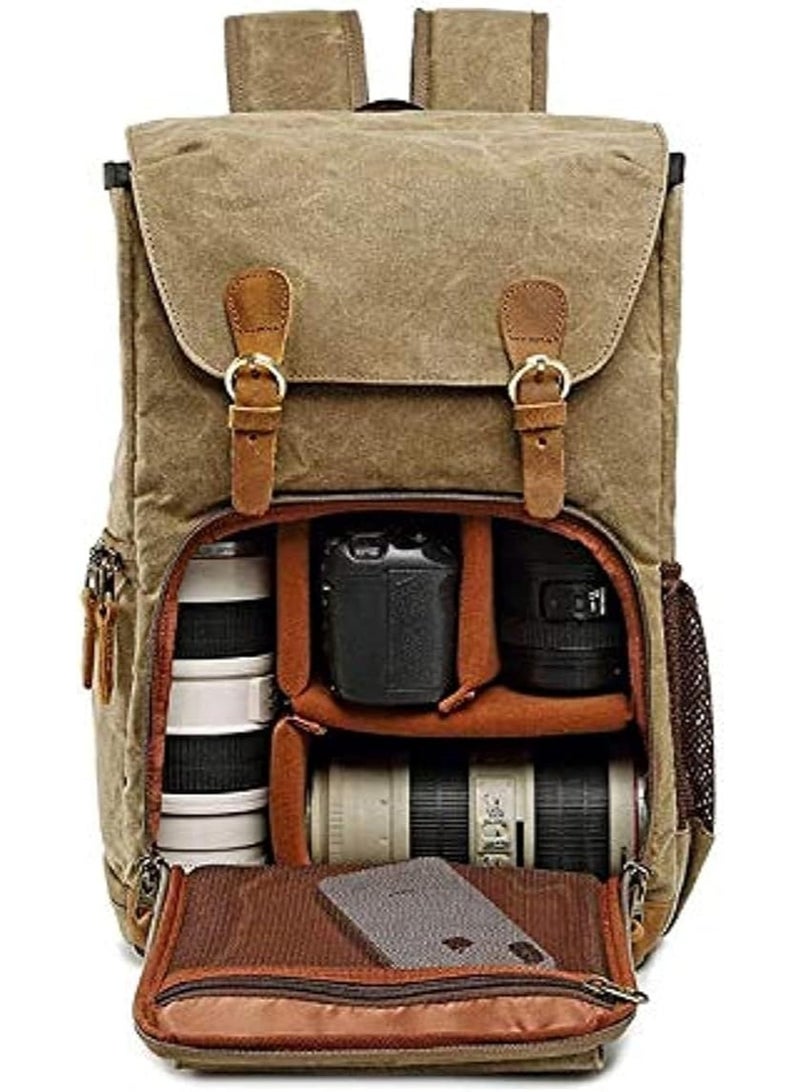 eWINNER Canvas Waterproof Photography Bag Outdoor Wear-resistant Large Camera Photo Backpack Men - Image 3