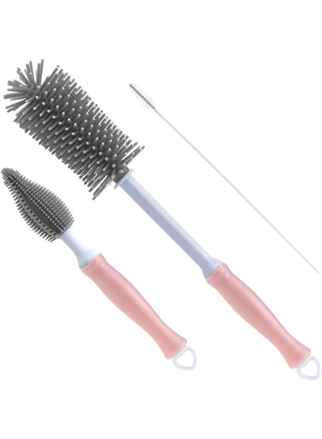Auerllcy Silicone Cleaning Brush, 12" Long Handle Water Bottle Cleaner for Baby, Sports, Vase, Glassware, and Smaller Diameter Openings - Image 1