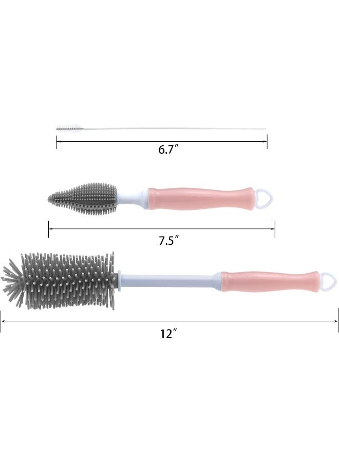 Auerllcy Silicone Cleaning Brush, 12" Long Handle Water Bottle Cleaner for Baby, Sports, Vase, Glassware, and Smaller Diameter Openings - Image 2
