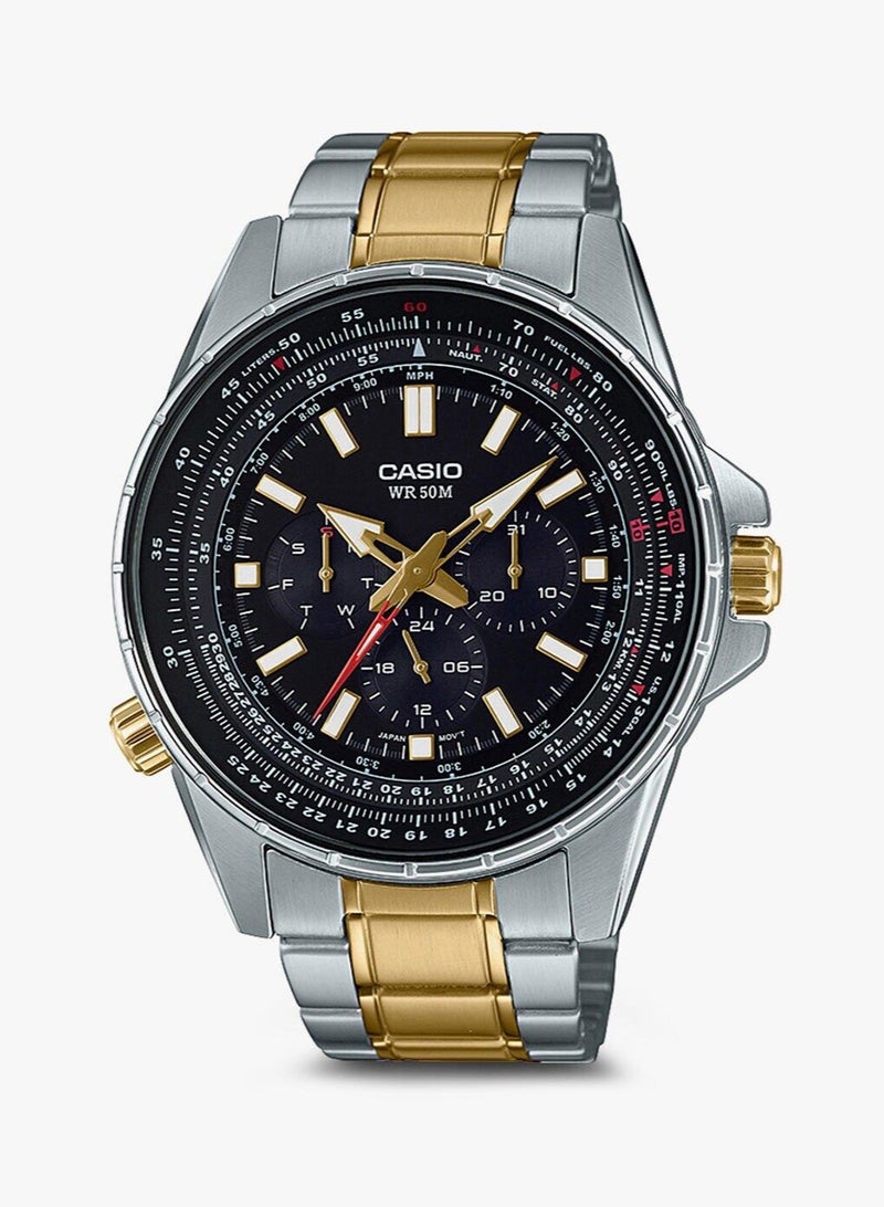 CASIO ساعة كاسيو انتيسر للرجال انالوج بمينا سوداء MTP-SW320SG-1AV - Image 1