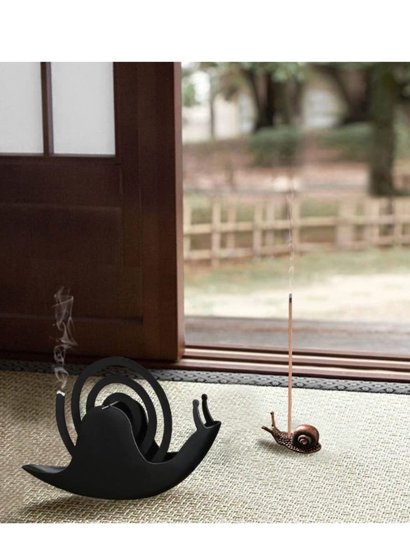 KASTWAVE Mosquito Coil Holder, Portable Mosquito Coil Holder, Mosquito Coil Bracket Mosquito Coil Rack Outdoor Mosquito Coil Box, Incense Ash Catcher with Snail Incense Stick Holder - Image 4