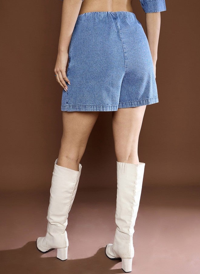 ساسافراس شورت جينز نسائي بفتحة أمامية - Image 3