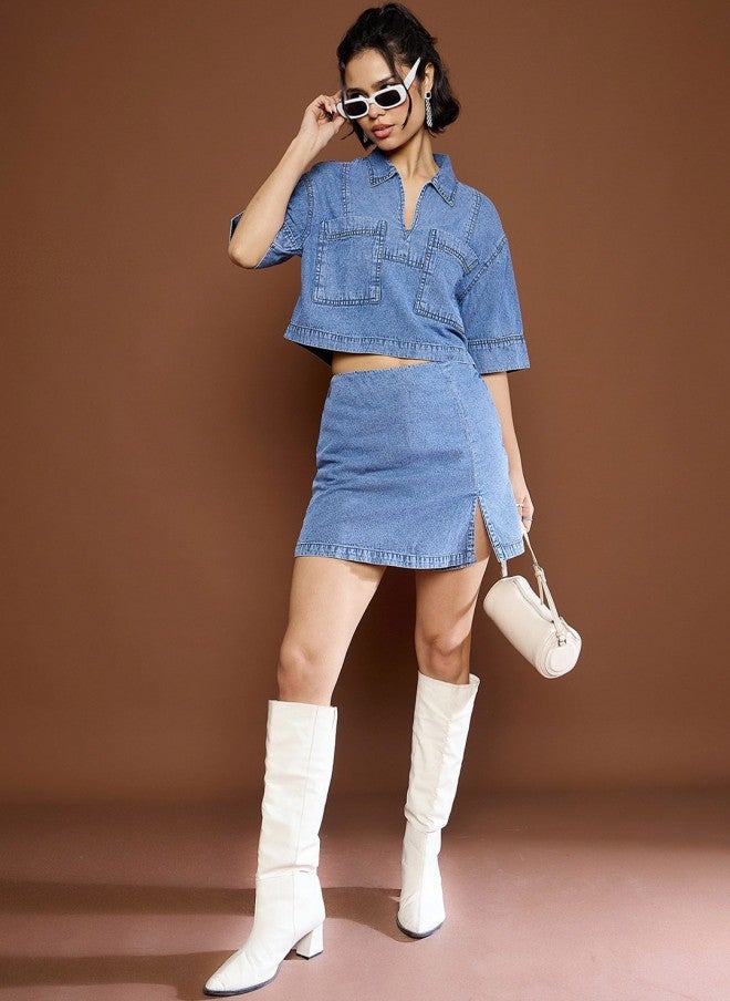 ساسافراس شورت جينز نسائي بفتحة أمامية - Image 5