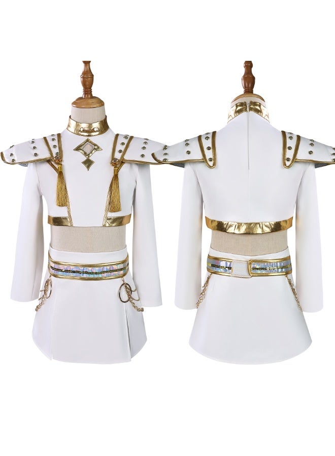 زي المحاربة الخيالية للفتيات – طقم تنكري باللونين الأبيض والذهبي(Z) - Image 1