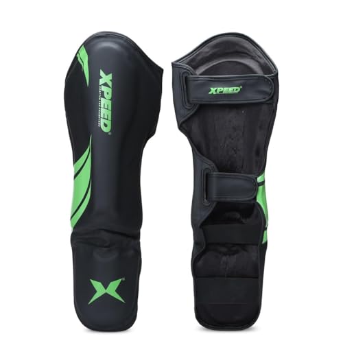 XPEED XP1806 Shin Pad/Shin Guard for Men and Women | Training Practice and Sports | Ultra Light Weight Shinguard with Ankle Adjustable | Hook and Loop Closure System (M, Green) - Image 1
