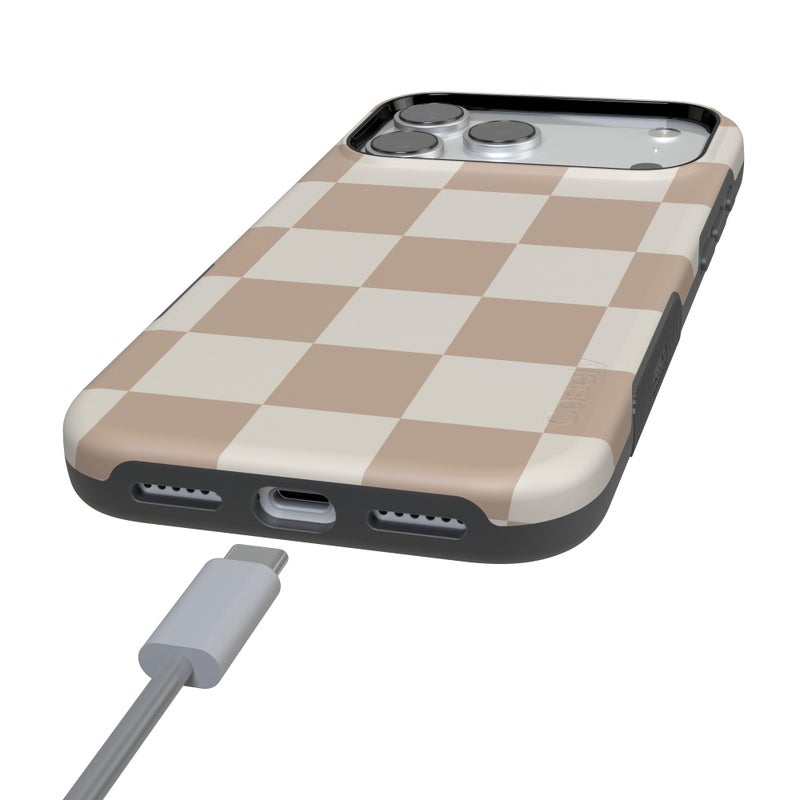 Casely iPhone 17 Pro Max Case | Fit Check | Neutral Checkerboard | Bold Protective Design | Compatible with MagSafe - Image 5