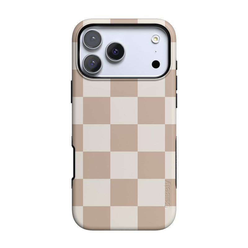 Casely iPhone 17 Pro Max Case | Fit Check | Neutral Checkerboard | Bold Protective Design | Compatible with MagSafe - Image 1