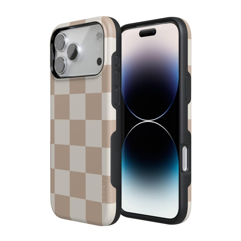 Casely iPhone 17 Pro Max Case | Fit Check | Neutral Checkerboard | Bold Protective Design | Compatible with MagSafe - Image 2
