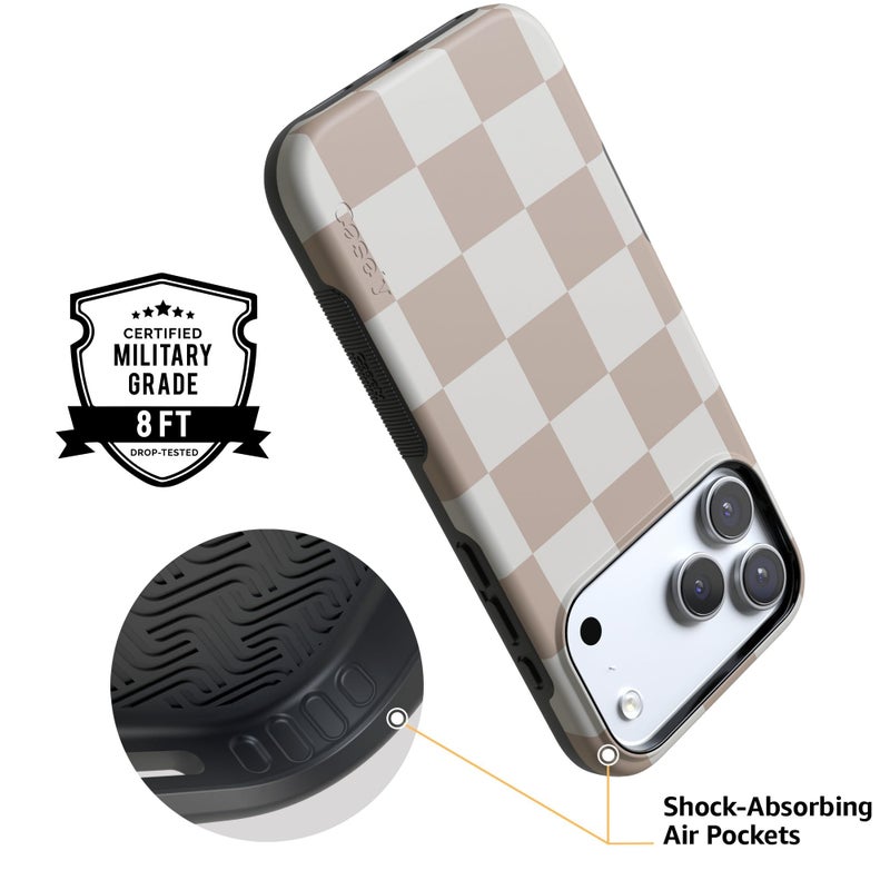 Casely iPhone 17 Pro Max Case | Fit Check | Neutral Checkerboard | Bold Protective Design | Compatible with MagSafe - Image 4