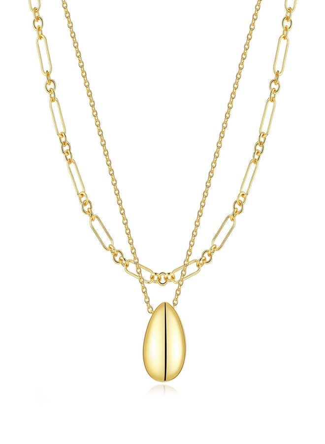 BERISO 14K Gold Plated Layered Necklace for Women, 3 Layer Dainty Gold Necklace with Minimalist Pendant, Elegant Everyday Gold Jewelry Gift, Brass, No Gemstone - Image 1