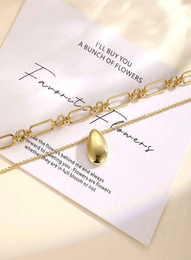 BERISO 14K Gold Plated Layered Necklace for Women, 3 Layer Dainty Gold Necklace with Minimalist Pendant, Elegant Everyday Gold Jewelry Gift, Brass, No Gemstone - Image 5