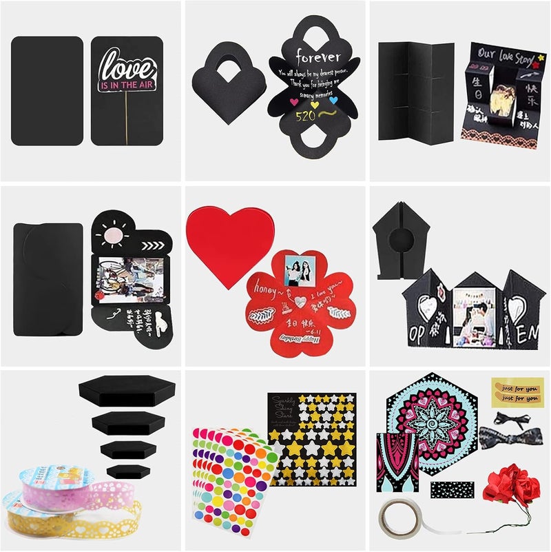 Wanateber Photo Explosion-Box Funny DIY - Creative DIY Explosion Gift Box, Assembled Handmade Photo Sticker Box for Marriage Proposals Making Surprises Birthday (Flower) - Image 2