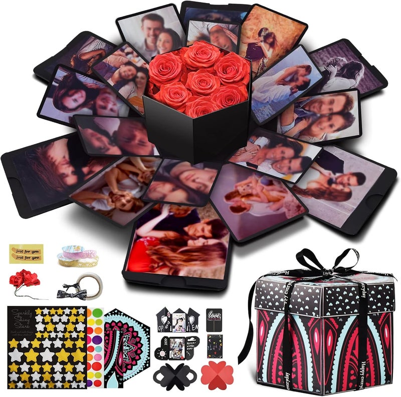 Wanateber Photo Explosion-Box Funny DIY - Creative DIY Explosion Gift Box, Assembled Handmade Photo Sticker Box for Marriage Proposals Making Surprises Birthday (Flower) - Image 1