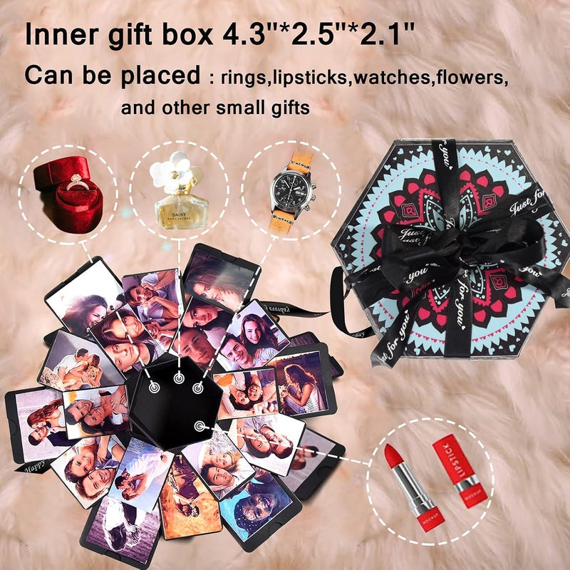 Wanateber Photo Explosion-Box Funny DIY - Creative DIY Explosion Gift Box, Assembled Handmade Photo Sticker Box for Marriage Proposals Making Surprises Birthday (Flower) - Image 4