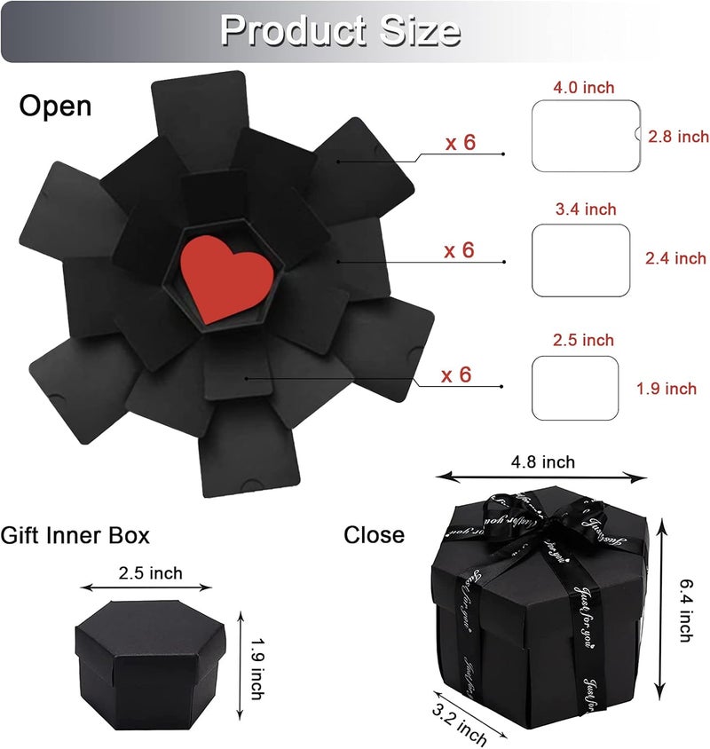 Wanateber Photo Explosion-Box Funny DIY - Creative DIY Explosion Gift Box, Assembled Handmade Photo Sticker Box for Marriage Proposals Making Surprises Birthday (Flower) - Image 3
