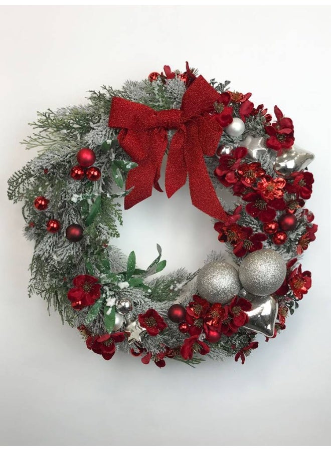 TORY Flowers & Home decor إكليل عيد الميلاد مع رباط "أحمر ذهبي"