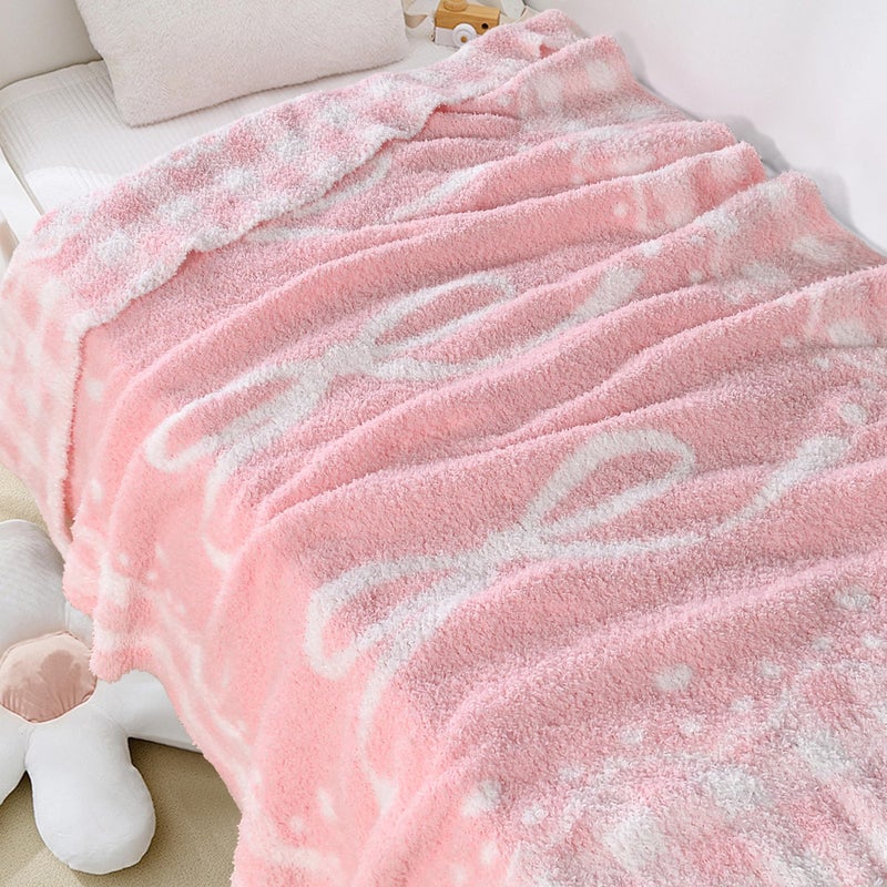 JOOJA Pink Bow Baby Blanket â€“ Soft Knitted Throw with Adorable Bow Detail for Baby Girls, Nursery Bedding & Shower Gifts â€“ Warm & Gentle, 30x40 Inch - Image 2