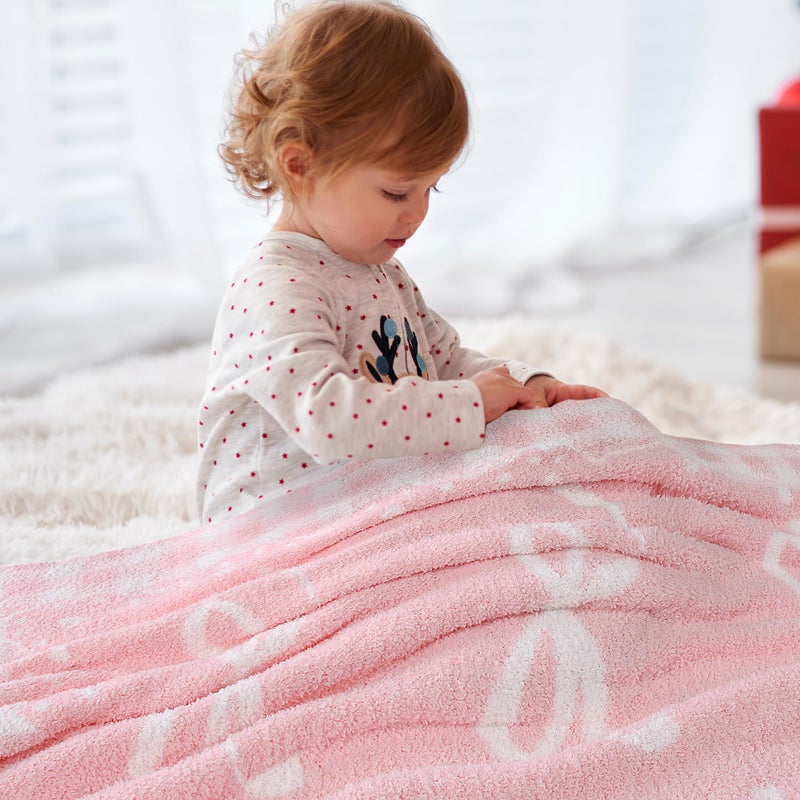 JOOJA Pink Bow Baby Blanket â€“ Soft Knitted Throw with Adorable Bow Detail for Baby Girls, Nursery Bedding & Shower Gifts â€“ Warm & Gentle, 30x40 Inch - Image 5