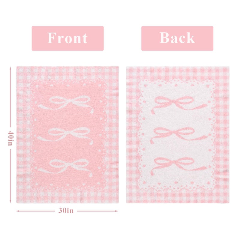 JOOJA Pink Bow Baby Blanket â€“ Soft Knitted Throw with Adorable Bow Detail for Baby Girls, Nursery Bedding & Shower Gifts â€“ Warm & Gentle, 30x40 Inch - Image 3