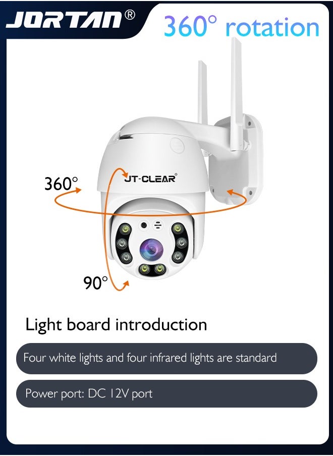 JORTAN - 1080P 12V Smart Camera Outdoor Waterproof Wireless WiFi Camera for Home Security System IP66 Waterproof Camera with Motion Detection & Two-Way Talk & & Color Night Vision & Lightning Protection - Image 1