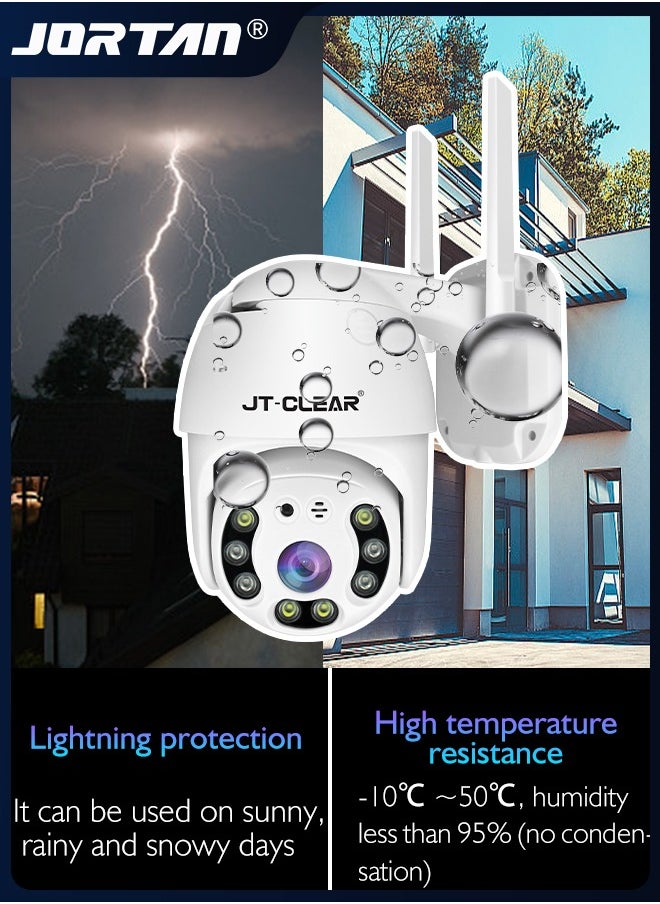 JORTAN - 1080P 12V Smart Camera Outdoor Waterproof Wireless WiFi Camera for Home Security System IP66 Waterproof Camera with Motion Detection & Two-Way Talk & & Color Night Vision & Lightning Protection - Image 1