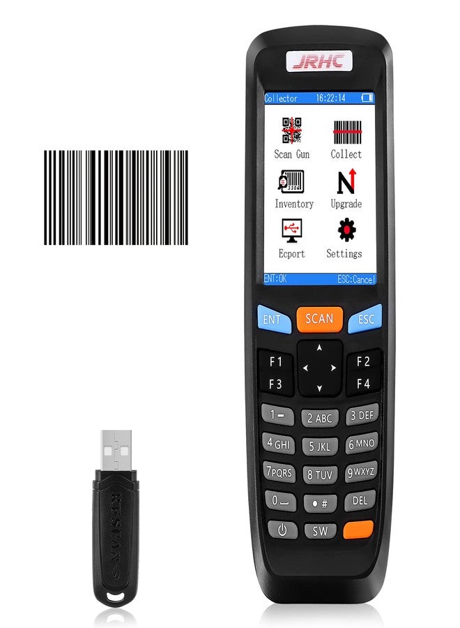 JRHC Inventory Scanner,JRHC Collector Counter 2.4G Wireless 1D Laser Barcode Scanner Long Transmission Distance Multifunctional 2.8 Inch LCD Screen Store Inventory Scanner for Warehouse, Library, Store - Image 1