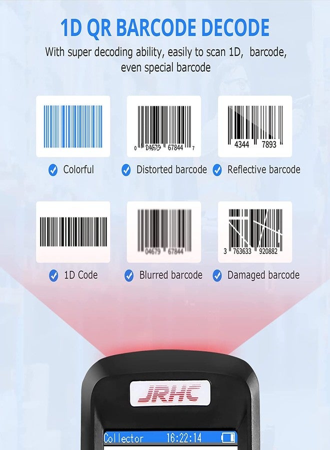 JRHC Inventory Scanner,JRHC Collector Counter 2.4G Wireless 1D Laser Barcode Scanner Long Transmission Distance Multifunctional 2.8 Inch LCD Screen Store Inventory Scanner for Warehouse, Library, Store - Image 3