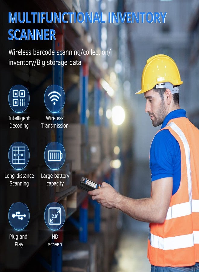 JRHC Inventory Scanner,JRHC Collector Counter 2.4G Wireless 1D Laser Barcode Scanner Long Transmission Distance Multifunctional 2.8 Inch LCD Screen Store Inventory Scanner for Warehouse, Library, Store - Image 2
