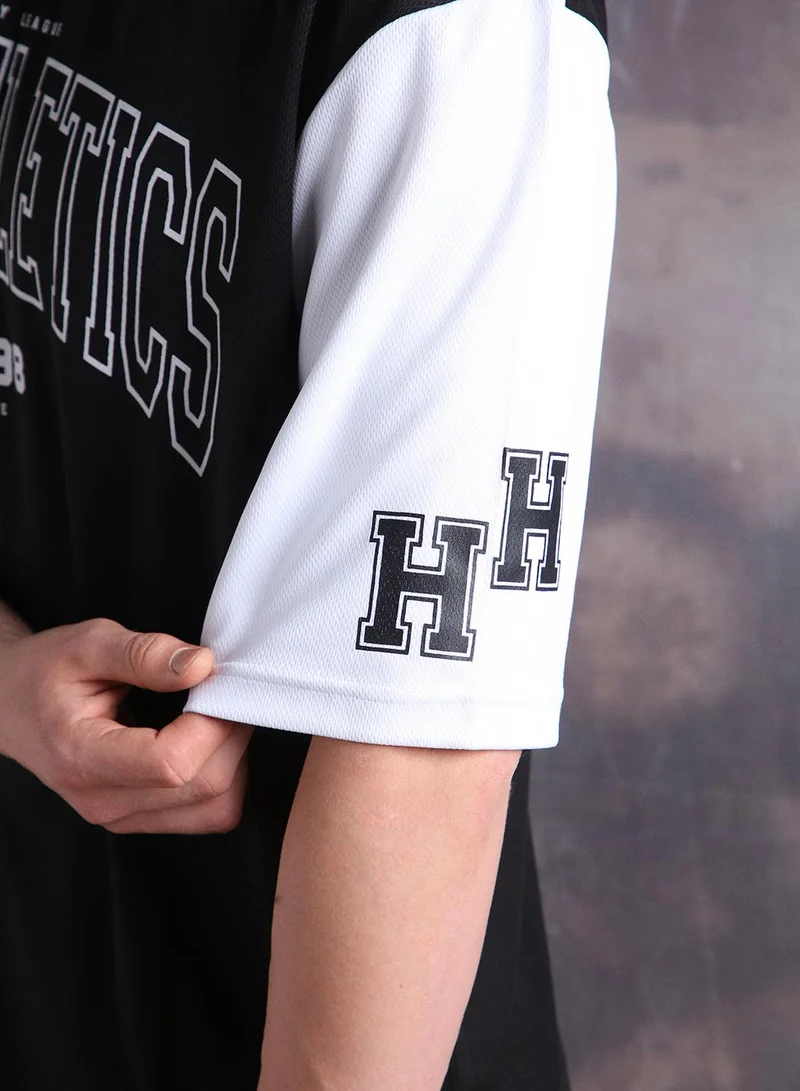 Hubberholme Men Streetletics Typography Printed Round Neck Relaxed Fit Mesh T-shirt