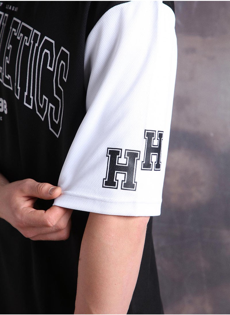 Hubberholme - Black Oversized Tshirts Printed design crafted from 100% Polyester featuring Half Sleeve with Slip on closure. - Image 1
