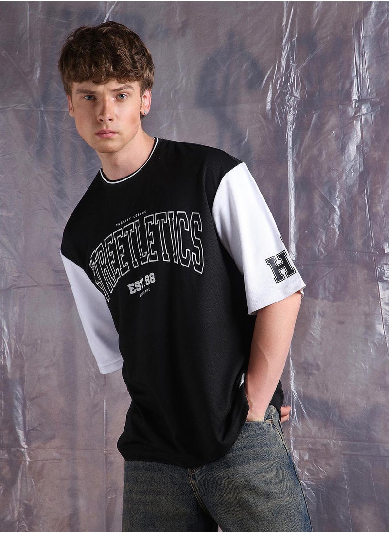Hubberholme - Black Oversized Tshirts Printed design crafted from 100% Polyester featuring Half Sleeve with Slip on closure. - Image 1